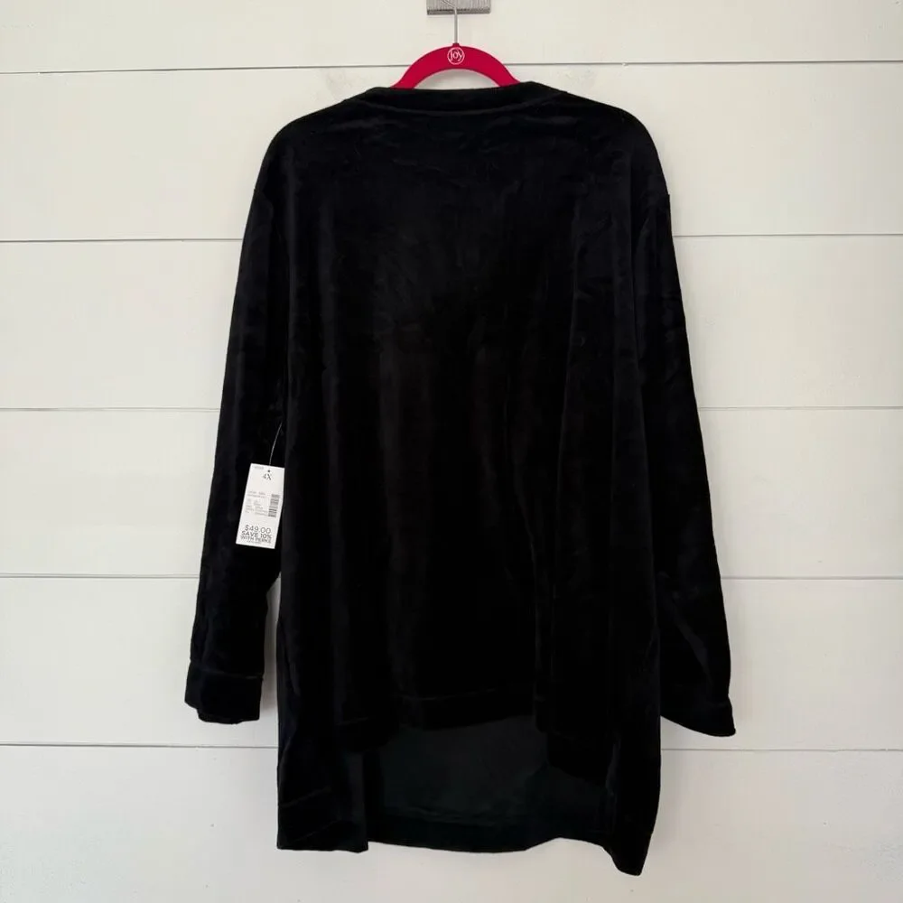 Catherine’s Women’s 4X Black Lace Up Sweatshirt Sweater New Plus Size